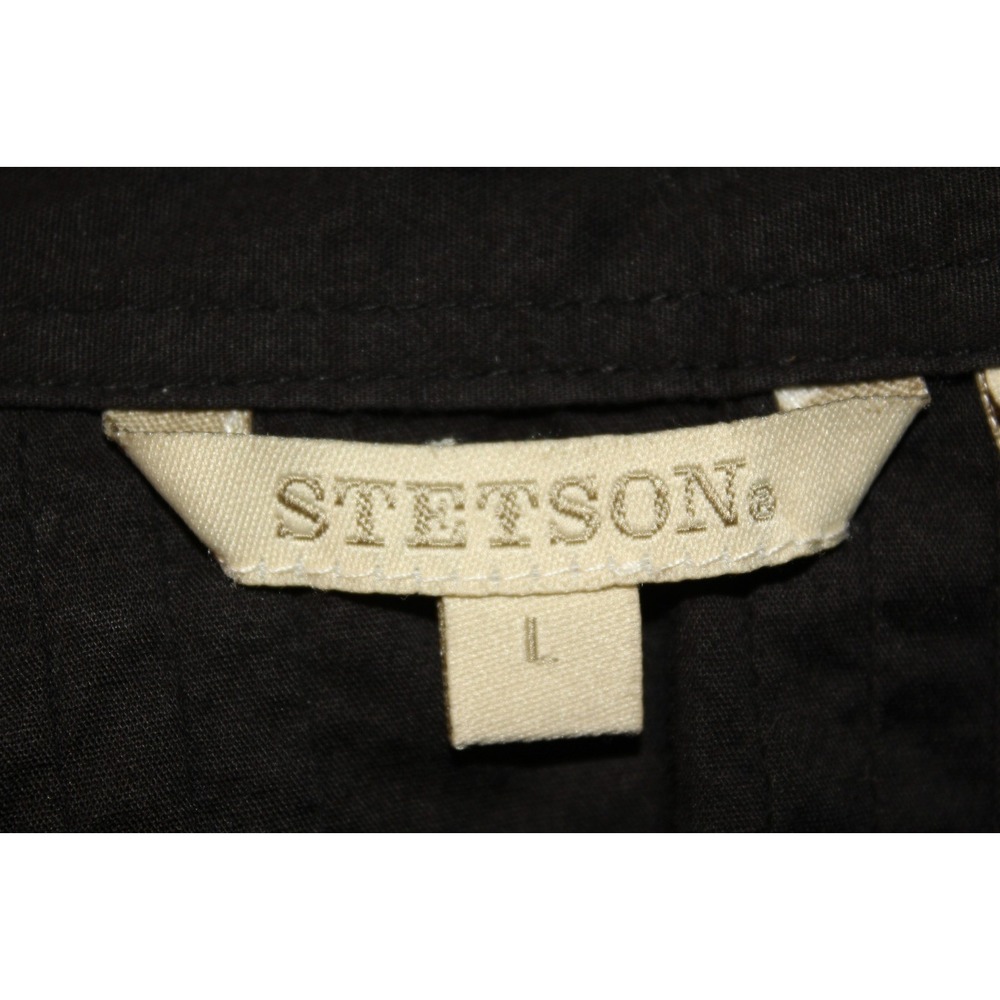 Stetson Black Shirt Dress Western Rodeo Pintuck Button Front Fit Flare SZ Large - Picture 11 of 11